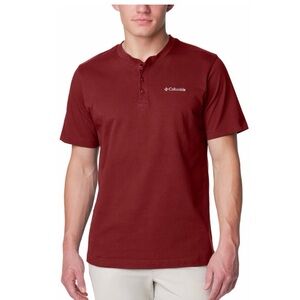 NWT Mens Columbia Landroamer Short Sleeved Henley Small Maroon *TubE126997